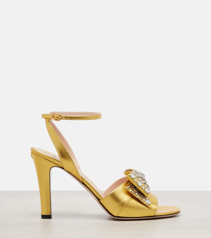 Valentino Garavani Bowow 95 embellished metallic leather sandals