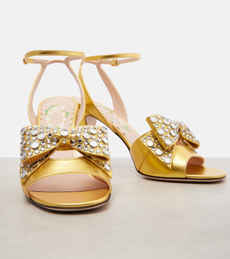 Valentino Garavani Bowow 95 embellished metallic leather sandals