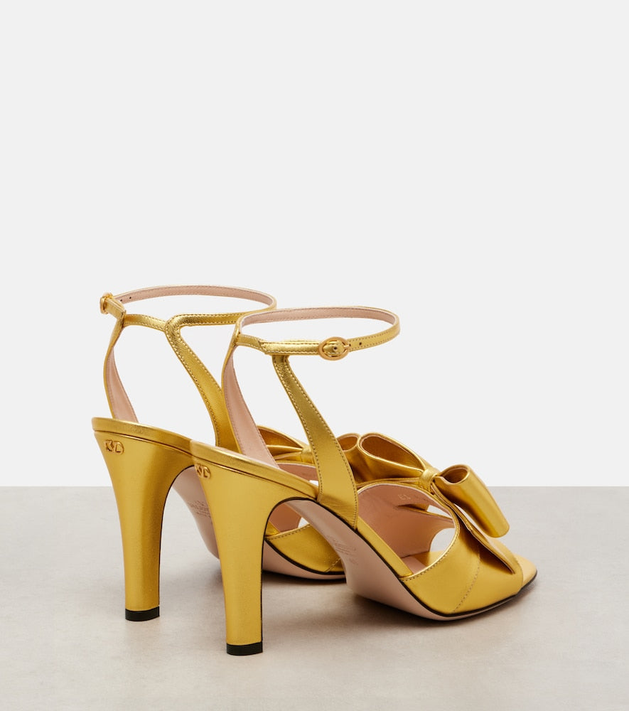 Valentino Garavani Bowow 95 metallic leather sandals