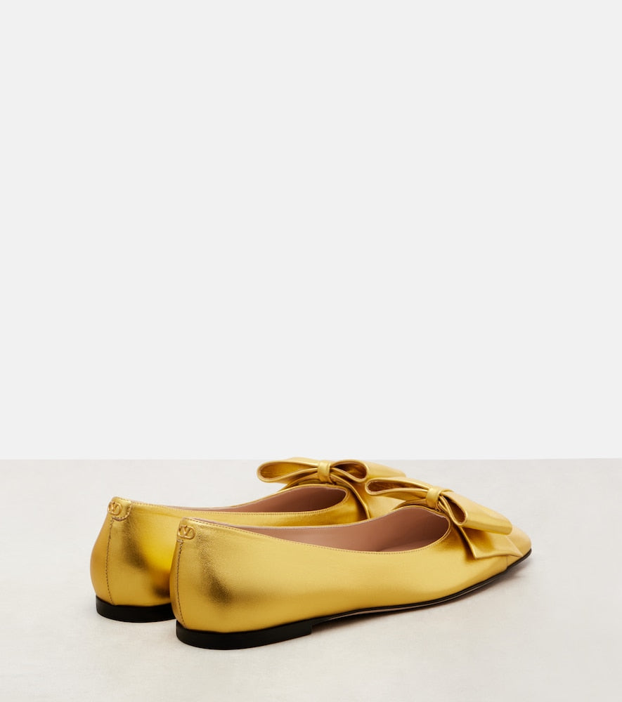 Valentino Garavani Bowow metallic leather ballet flats