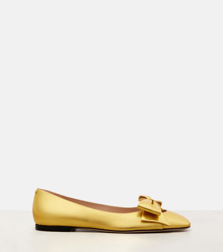 Valentino Garavani Bowow metallic leather ballet flats