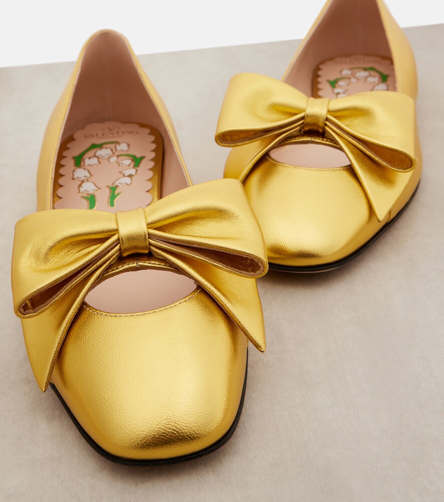 Valentino Garavani Bowow metallic leather ballet flats