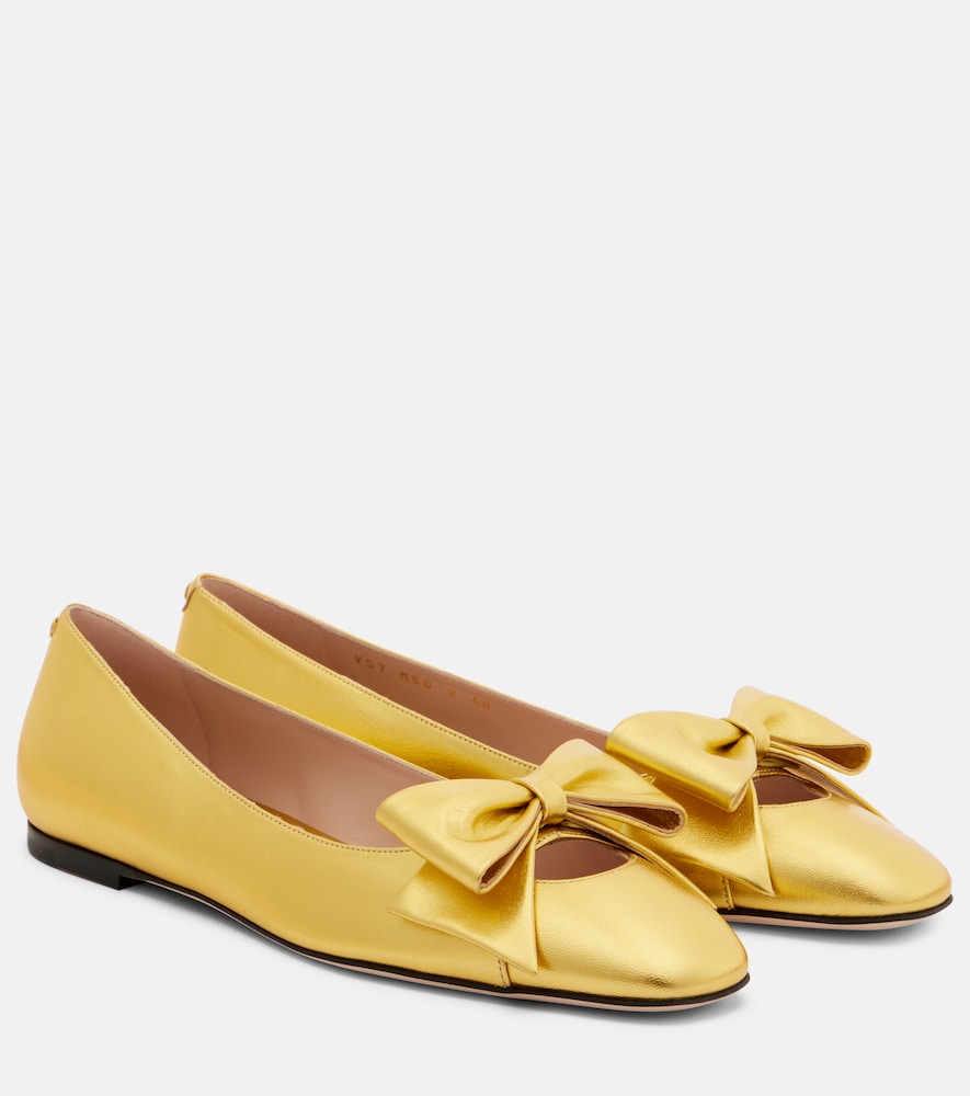 Valentino Garavani Bowow metallic leather ballet flats