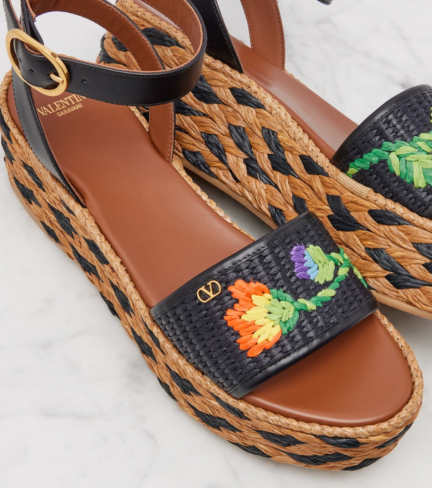 Valentino Garavani Bribri raffia espadrille wedges