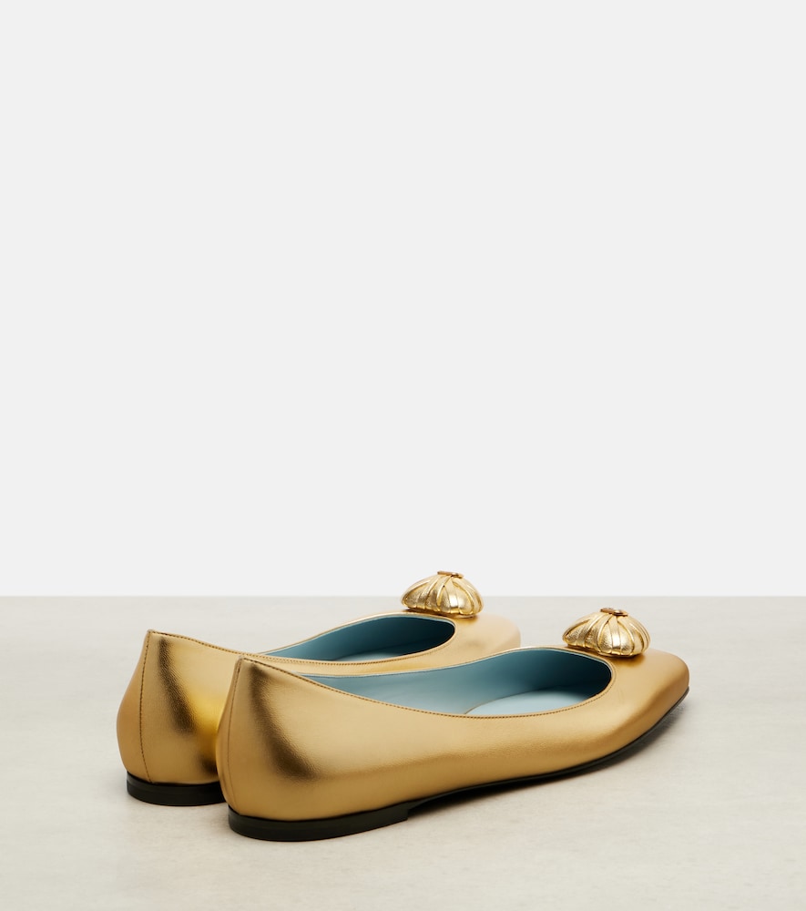 Valentino Garavani Coeur Royal metallic leather ballet flats