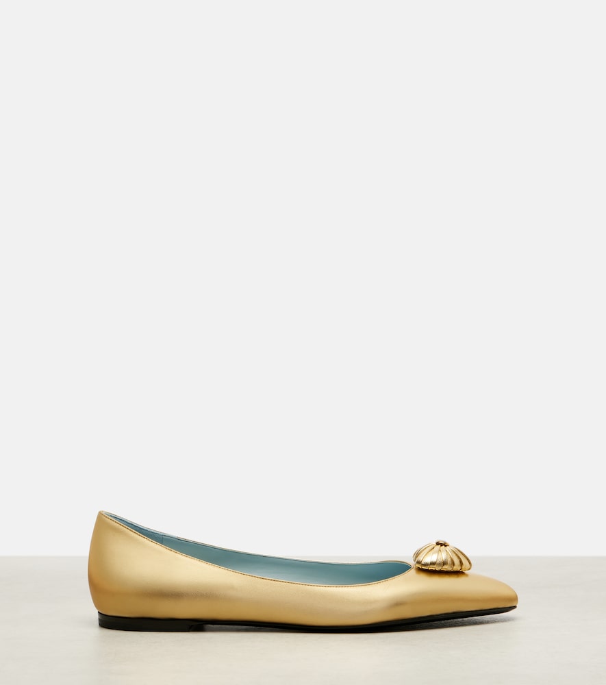Valentino Garavani Coeur Royal metallic leather ballet flats