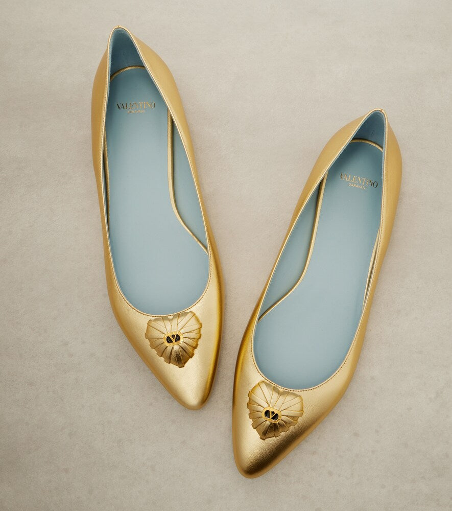 Valentino Garavani Coeur Royal metallic leather ballet flats