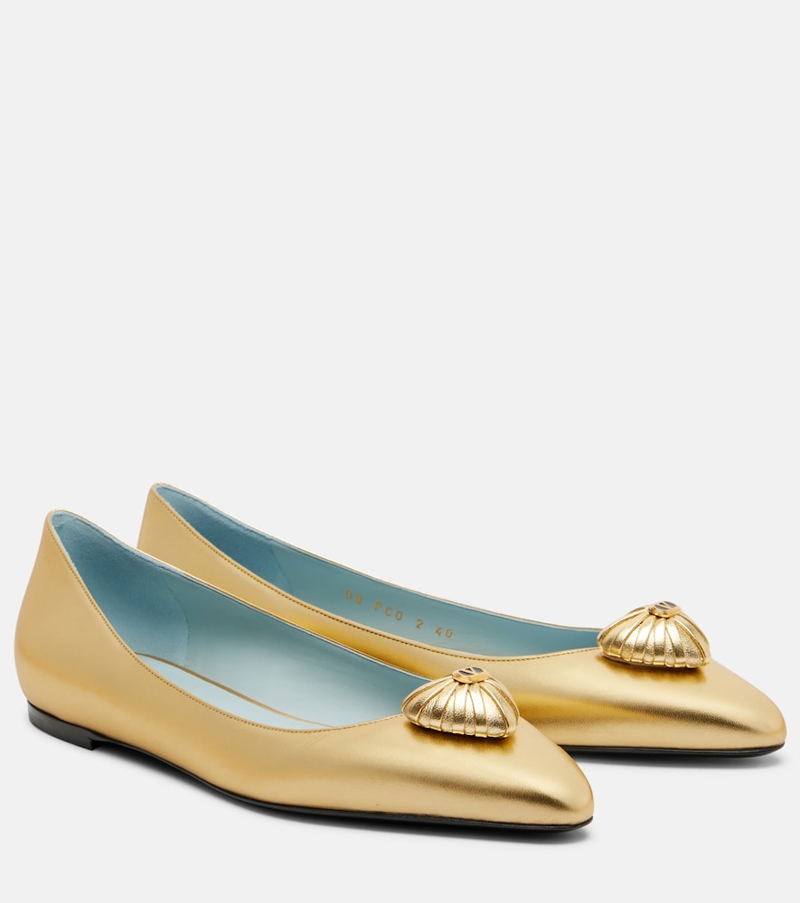 Valentino Garavani Coeur Royal metallic leather ballet flats