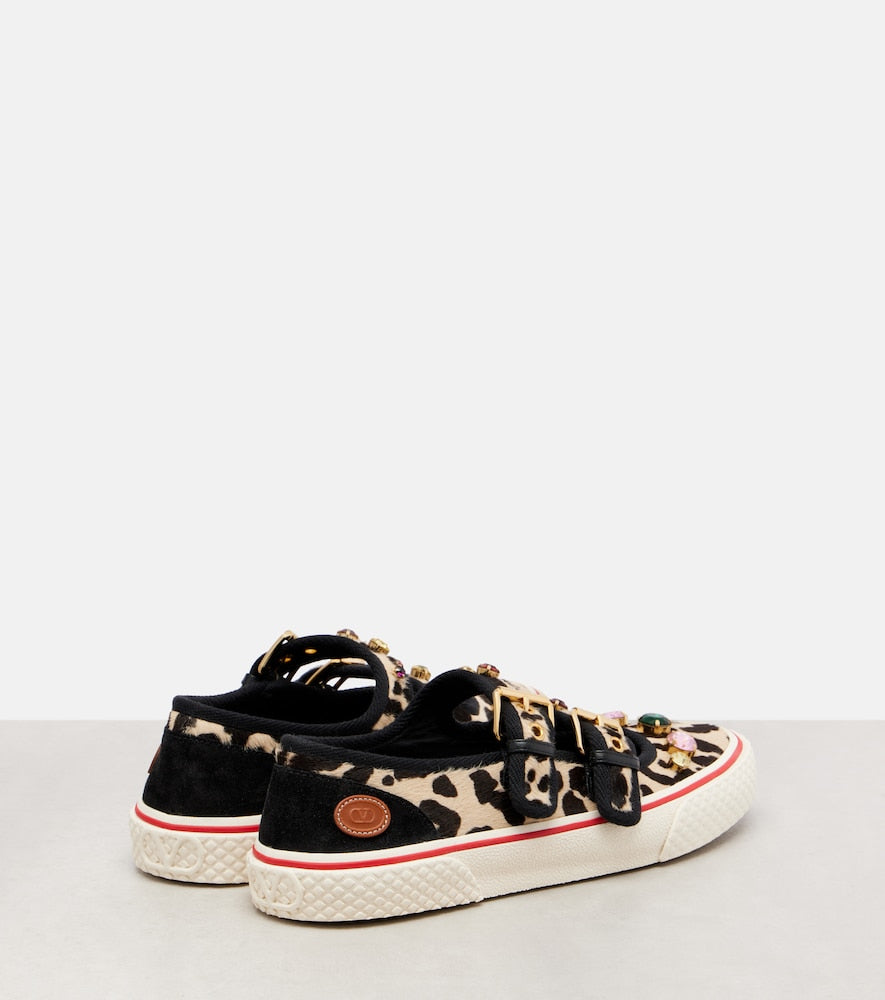 Valentino Garavani Dollyboard embellished calf hair sneakers