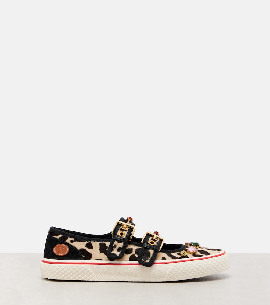 Valentino Garavani Dollyboard embellished calf hair sneakers
