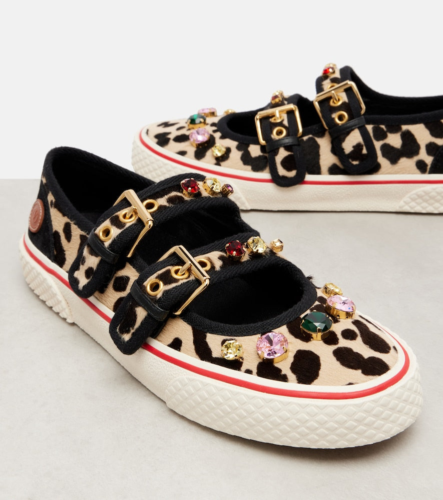 Valentino Garavani Dollyboard embellished calf hair sneakers