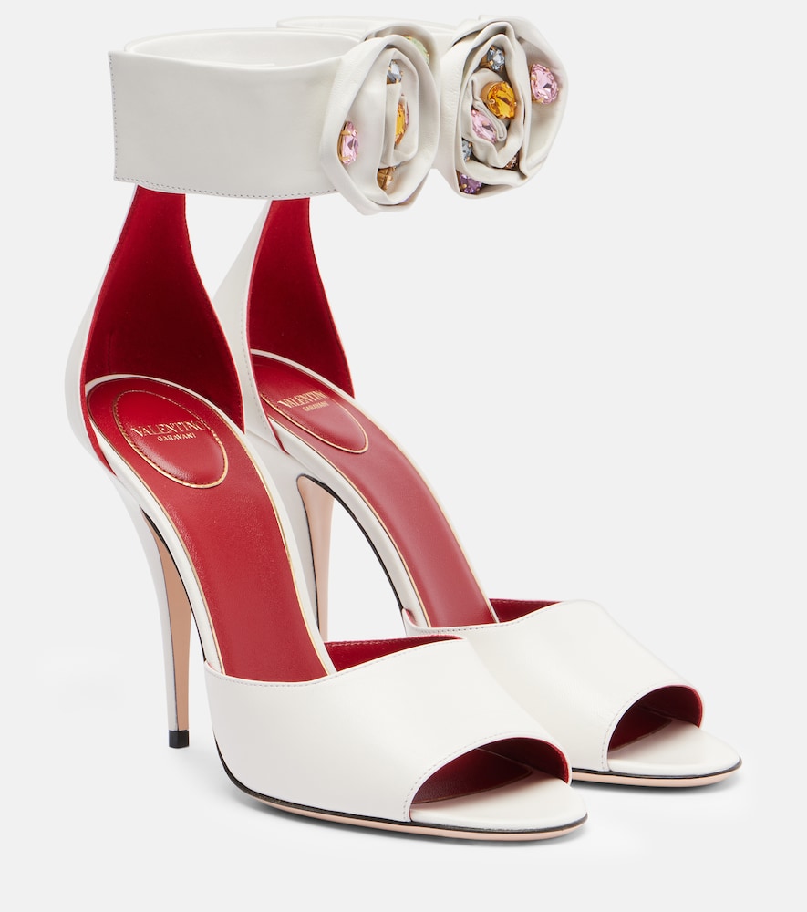 Valentino Garavani Drip Rose embellished leather sandals
