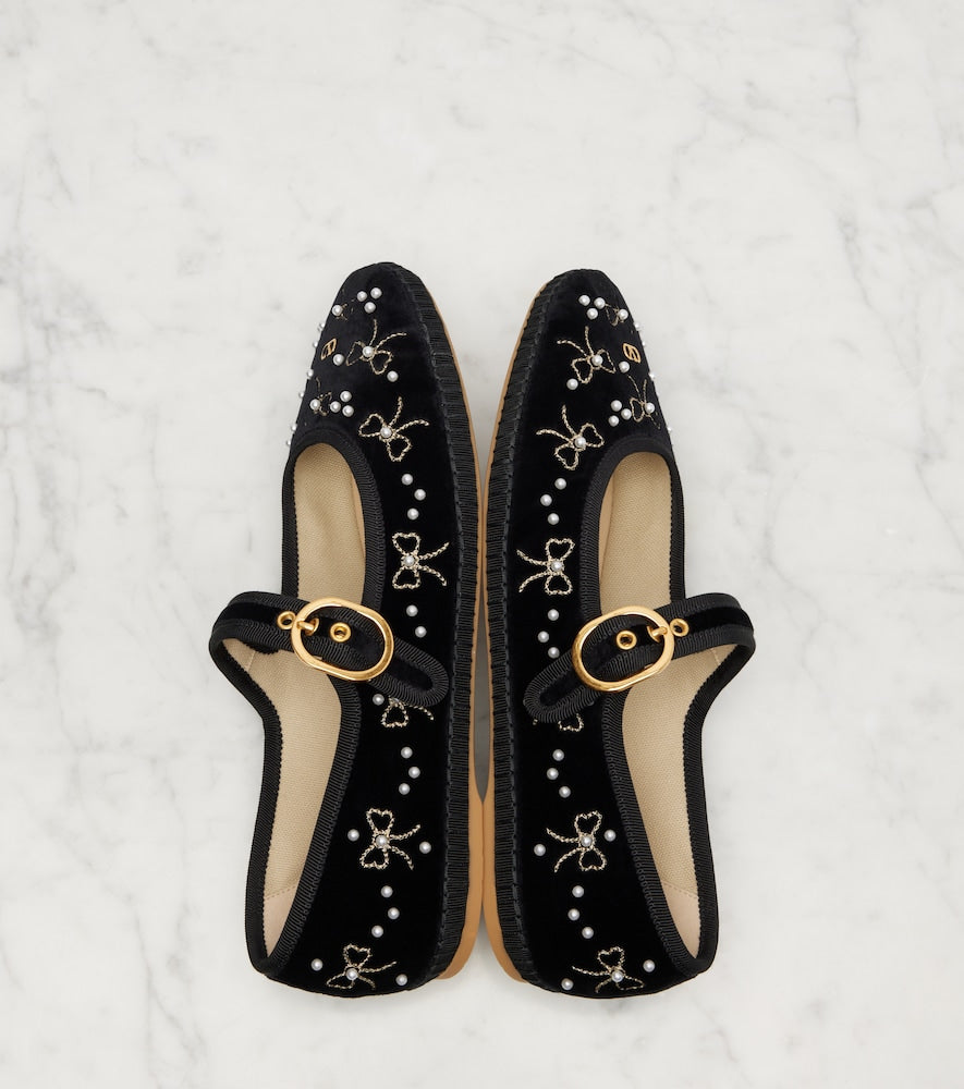 Valentino Garavani Endouce velvet Mary Jane flats
