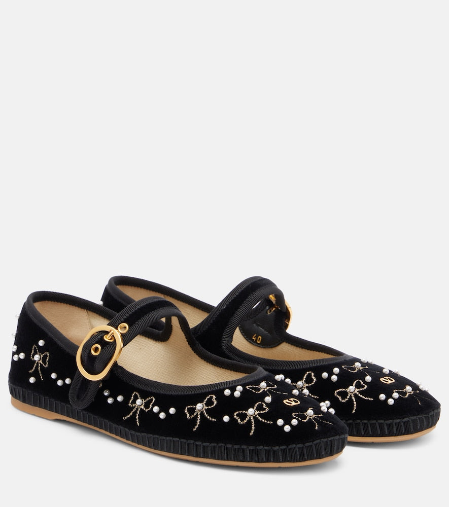 Valentino Garavani Endouce velvet Mary Jane flats