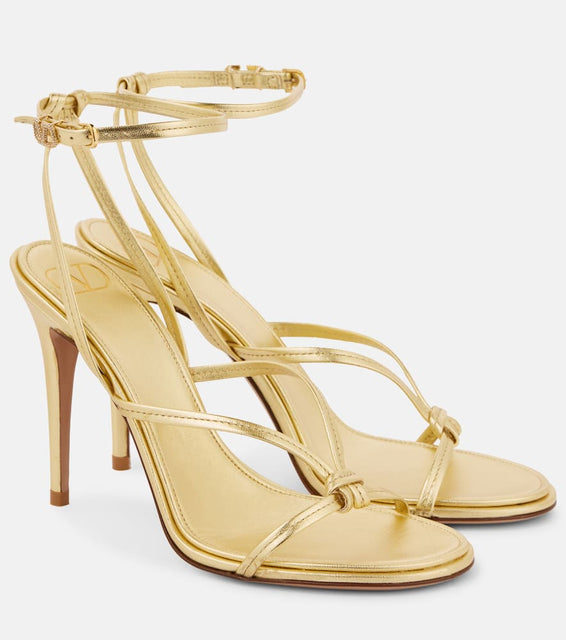 Valentino Garavani Eveninglam metallic leather sandals
