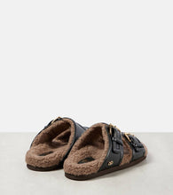 Valentino Garavani Faux fur-trimmed leather sandals
