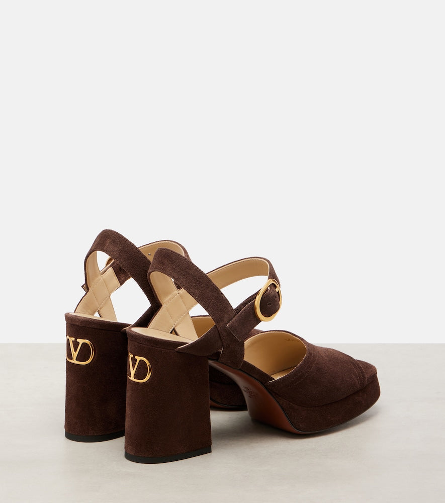Valentino Garavani Fawcette VLogo suede platform sandals