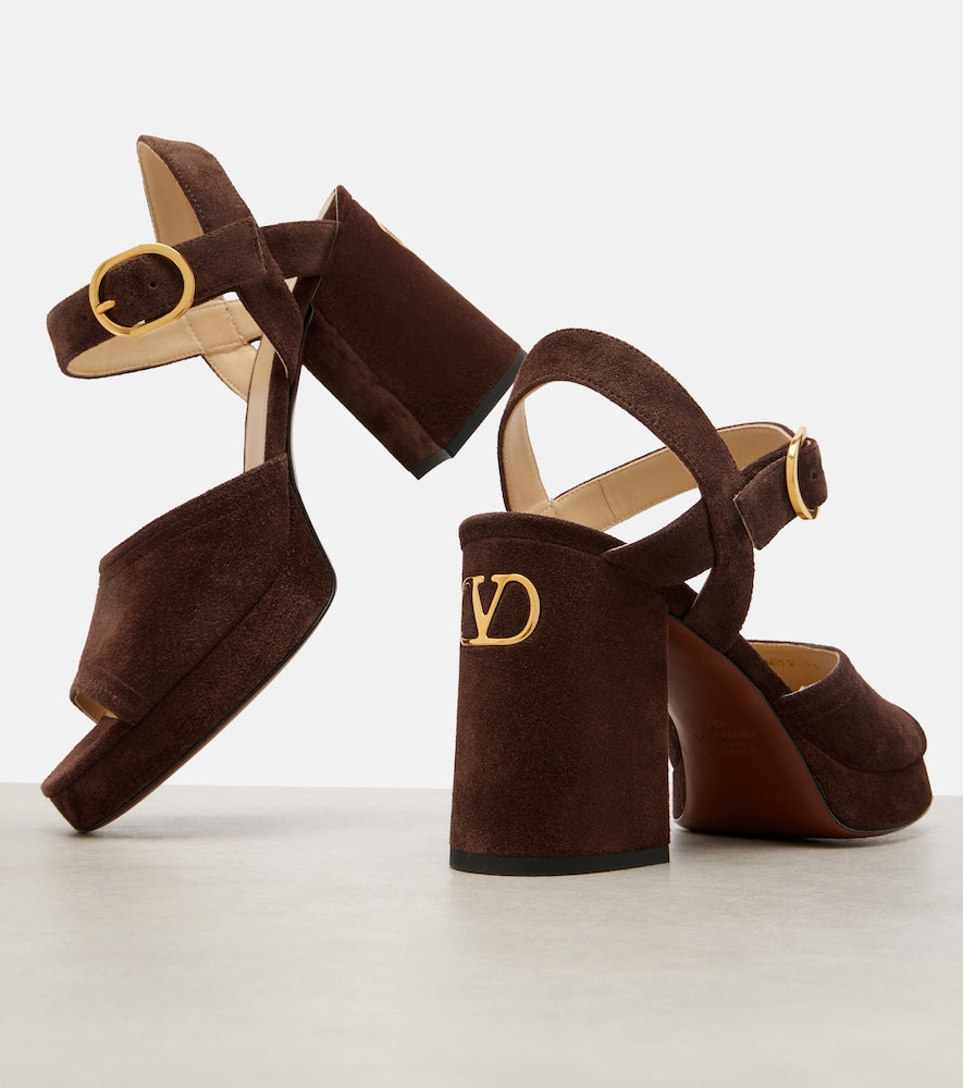 Valentino Garavani Fawcette VLogo suede platform sandals