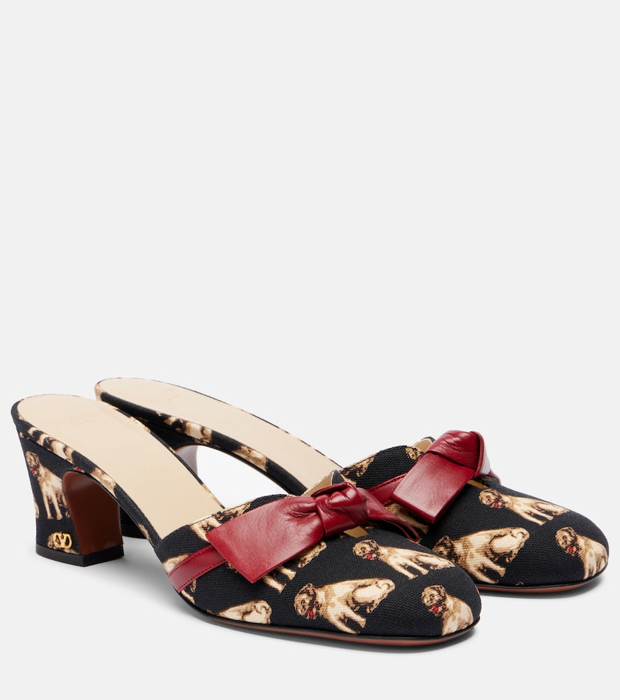 Valentino Garavani Knotty 60 printed leather mules