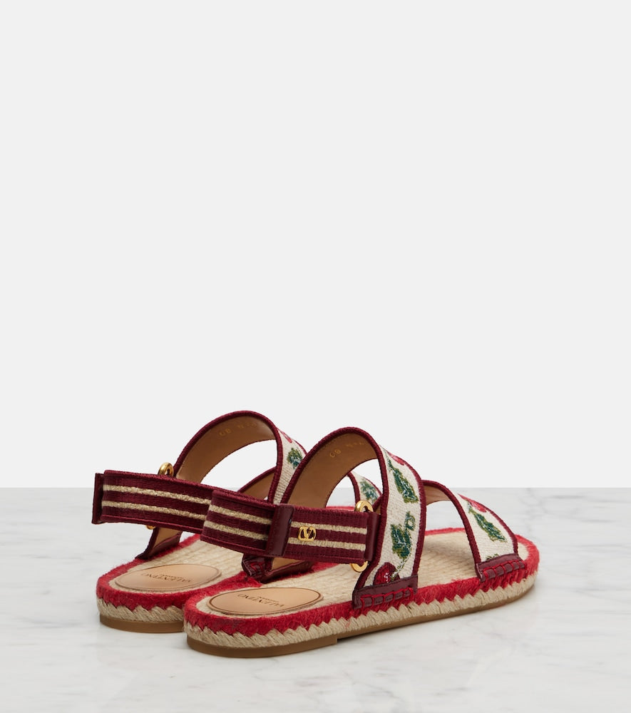 Valentino Garavani Leather-trimmed espadrille sandals