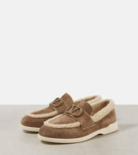 Valentino Garavani Leisure Flows shearling-trimmed suede loafers