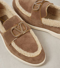 Valentino Garavani Leisure Flows shearling-trimmed suede loafers