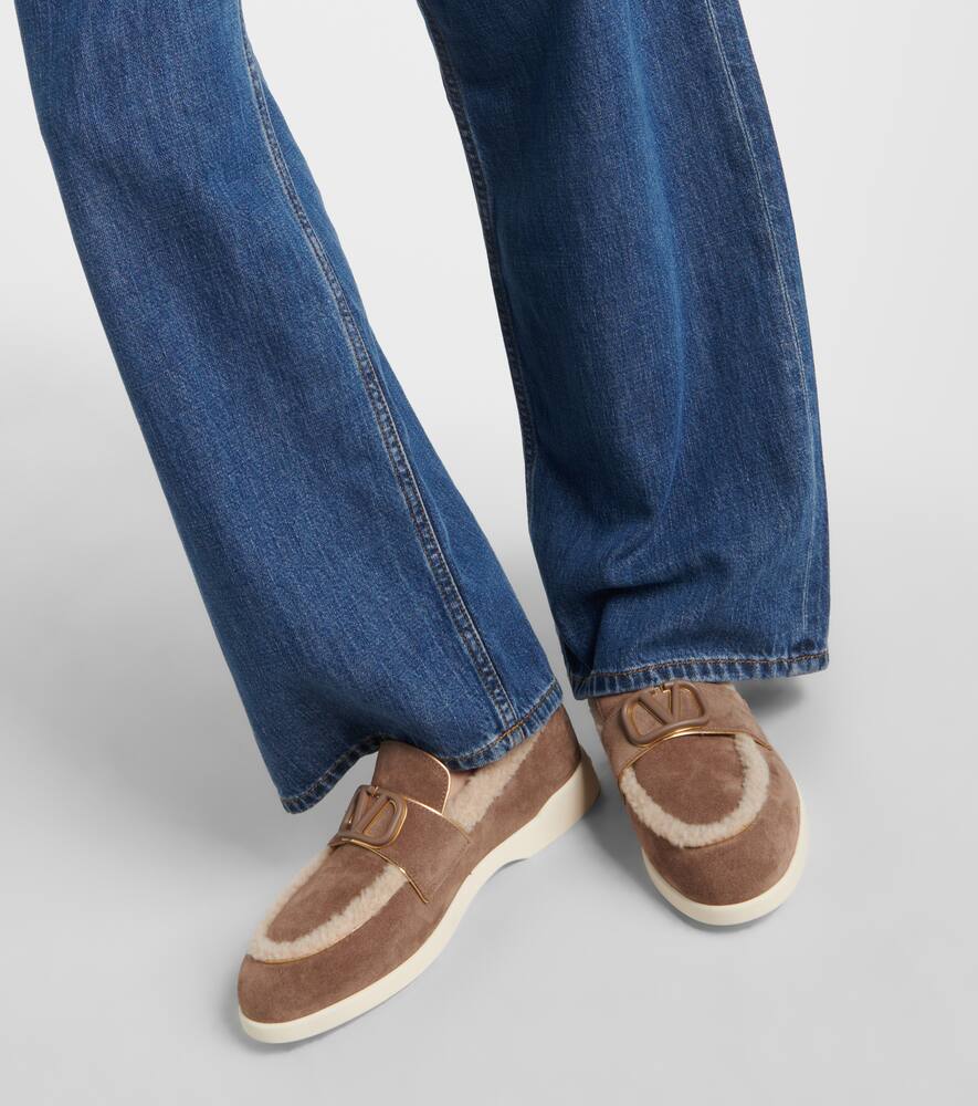Valentino Garavani Leisure Flows shearling-trimmed suede loafers