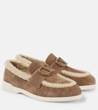 Valentino Garavani Leisure Flows shearling-trimmed suede loafers
