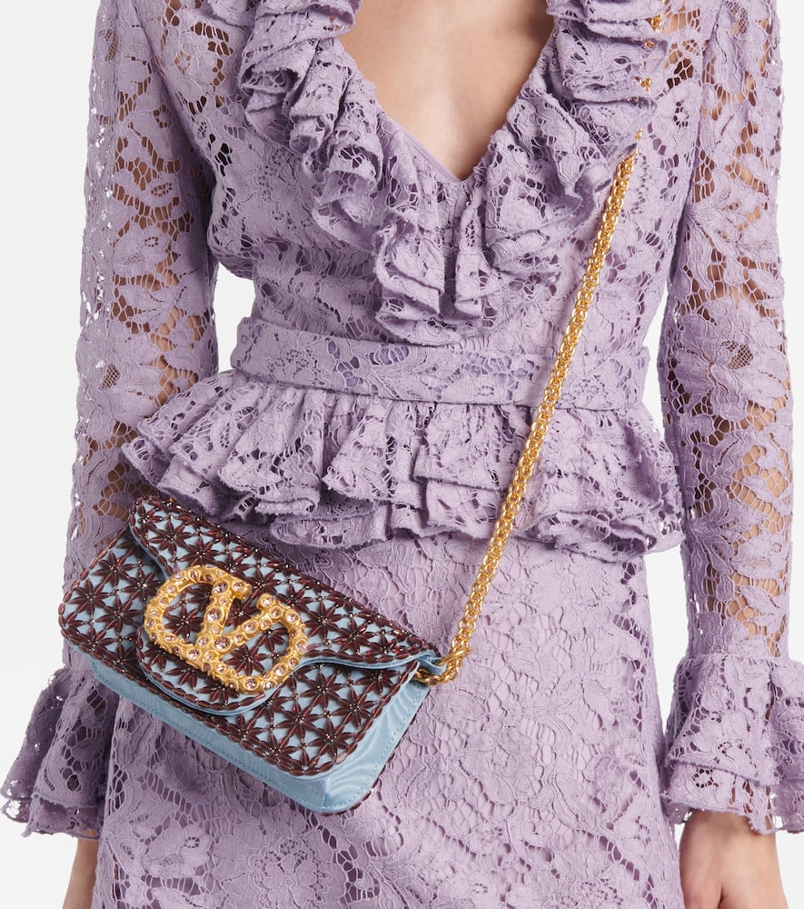 Valentino Garavani Loc√É¬≤ Small beaded moir√É¬© shoulder bag