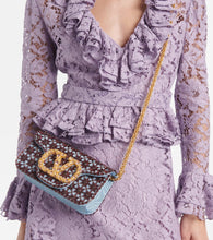 Valentino Garavani Loc√É¬≤ Small beaded moir√É¬© shoulder bag