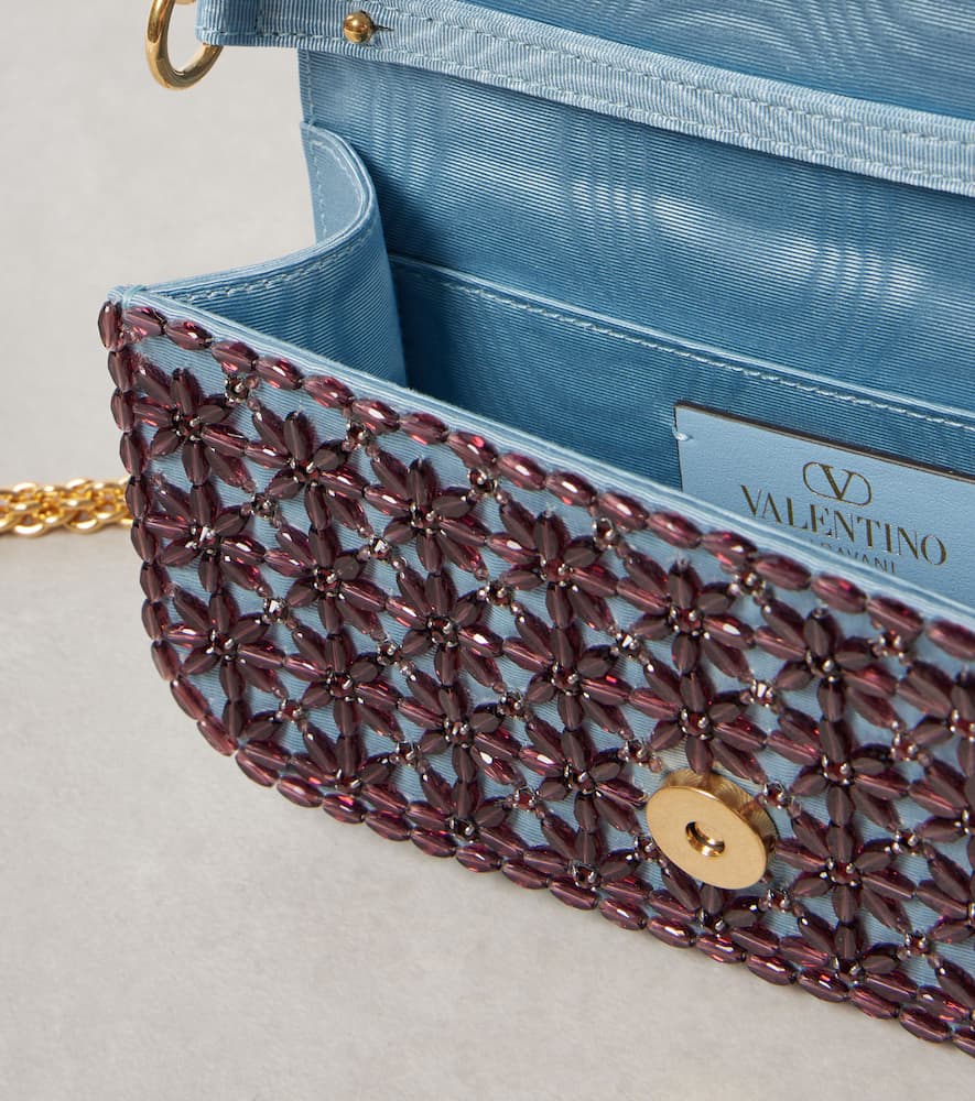 Valentino Garavani Loc√É¬≤ Small beaded moir√É¬© shoulder bag