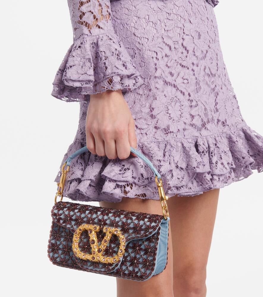 Valentino Garavani Loc√É¬≤ Small beaded moir√É¬© shoulder bag