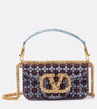Valentino Garavani Loc√É¬≤ Small beaded moir√É¬© shoulder bag. Shop Valentino Garavani Top-Handle Bags for women now.