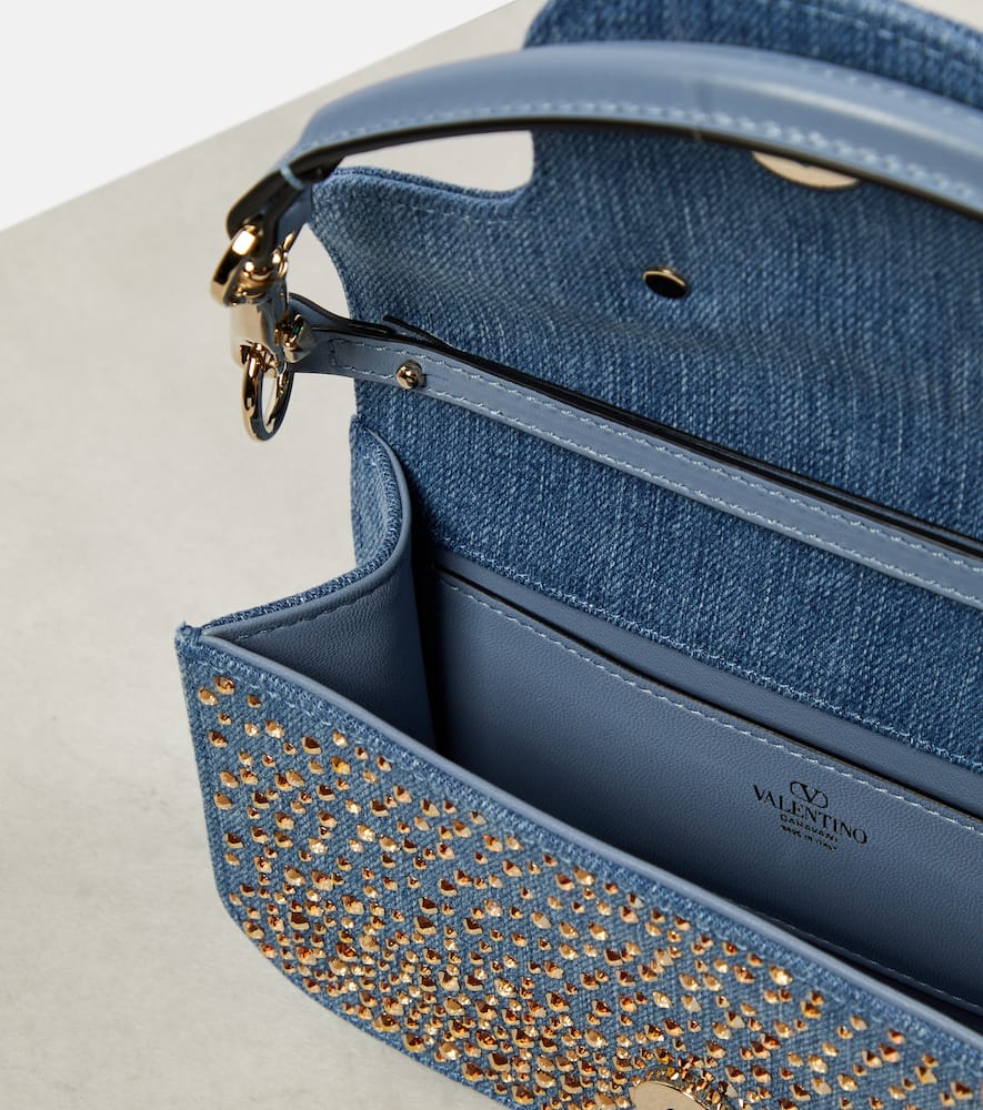 Valentino Garavani Loc√É¬≤ Small embellished denim shoulder bag
