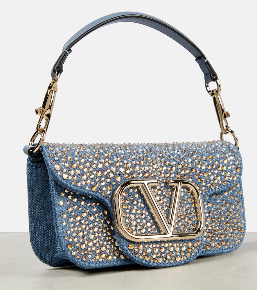 Valentino Garavani Loc√É¬≤ Small embellished denim shoulder bag