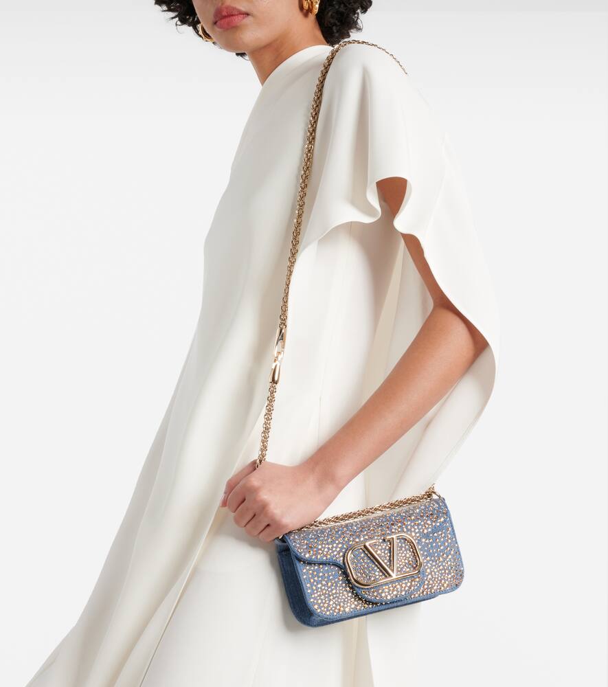 Valentino Garavani Loc√É¬≤ Small embellished denim shoulder bag