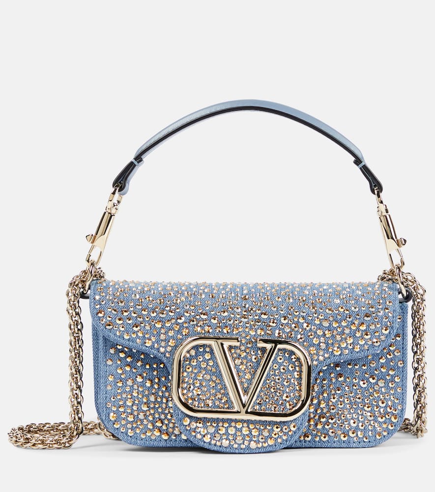 Valentino Garavani Loc√É¬≤ Small embellished denim shoulder bag