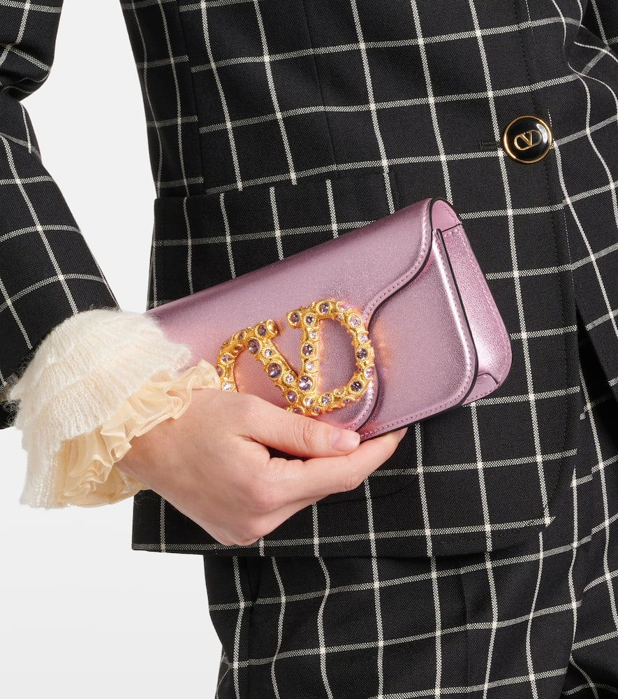 Valentino Garavani Loc√É¬≤ Small metallic leather shoulder bag