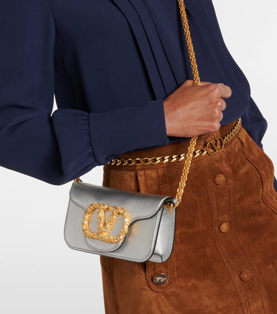 Valentino Garavani Loc√É¬≤ Small metallic leather shoulder bag