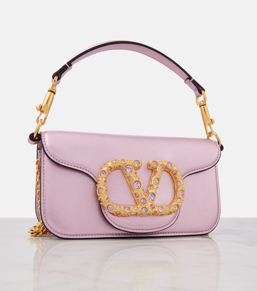 Valentino Garavani Loc√É¬≤ Small metallic leather shoulder bag