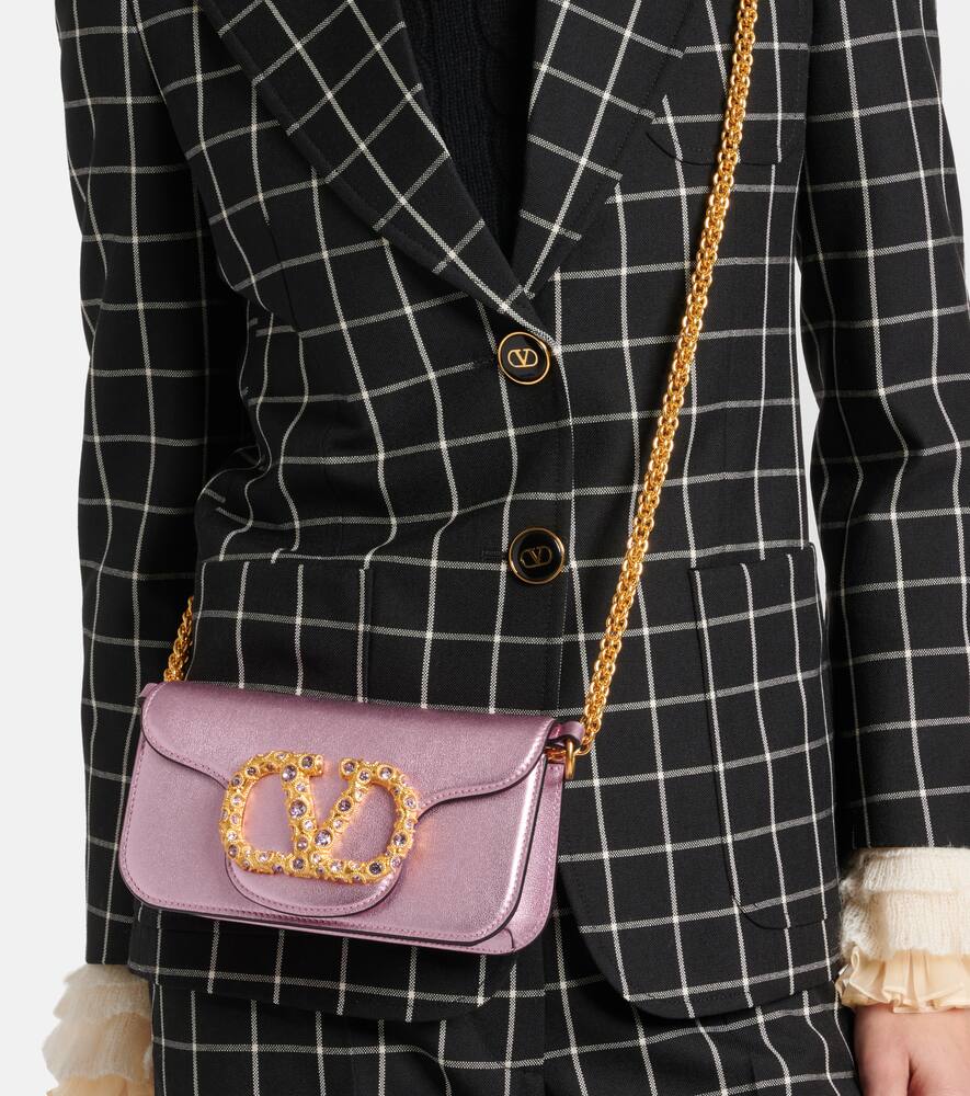 Valentino Garavani Loc√É¬≤ Small metallic leather shoulder bag
