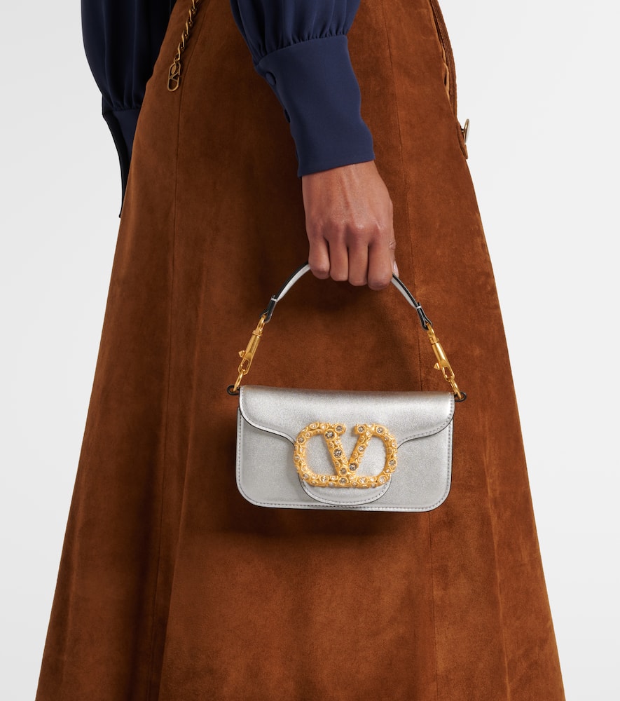Valentino Garavani Loc√É¬≤ Small metallic leather shoulder bag