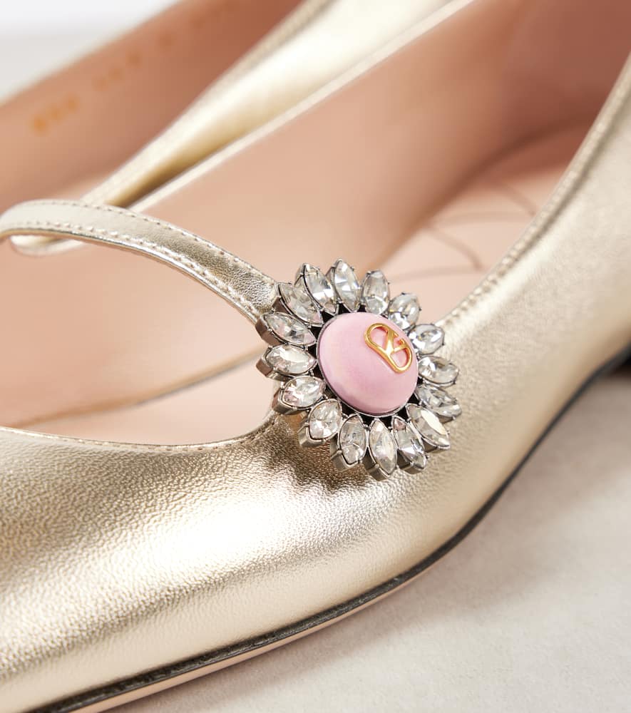 Valentino Garavani Metallic leather Mary Jane flats