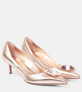 Valentino Garavani One Stud embellished leather pumps