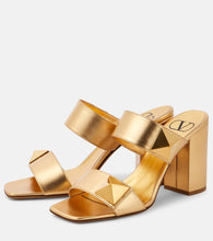 Valentino Garavani One Stud metallic leather sandals