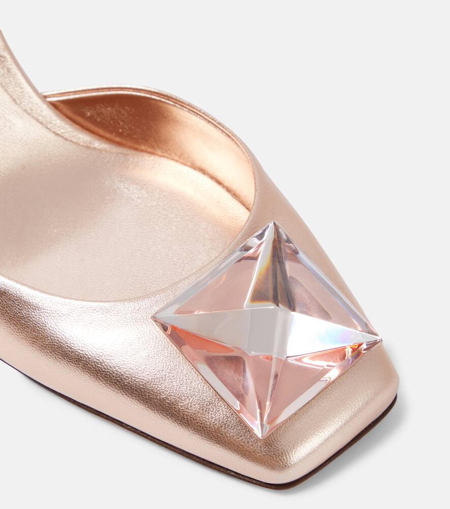 Valentino Garavani One Stud metallic leather slingback pumps