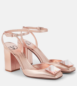 Valentino Garavani One Stud metallic leather slingback pumps