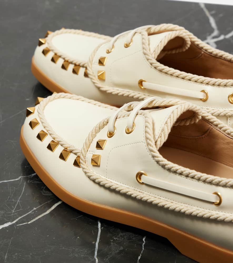 Valentino Garavani Palm Avenue Rockstud leather boat shoes