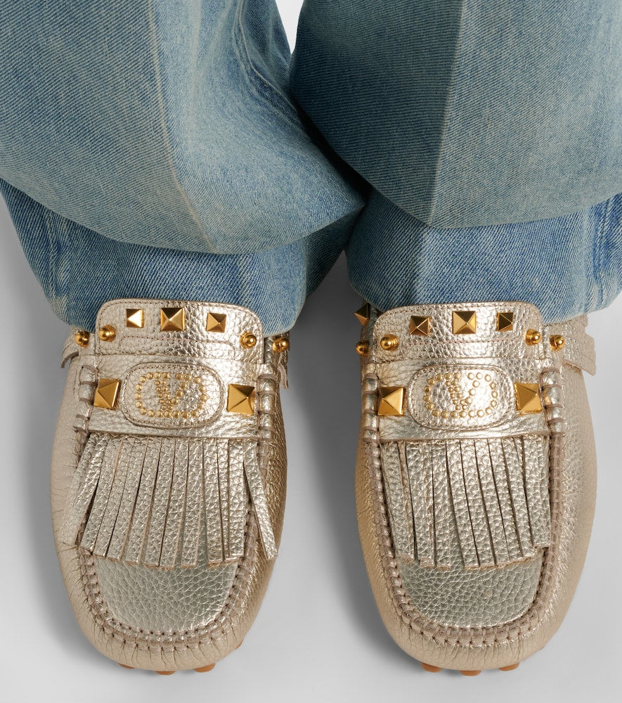 Valentino Garavani Plaster Caster metallic leather loafers