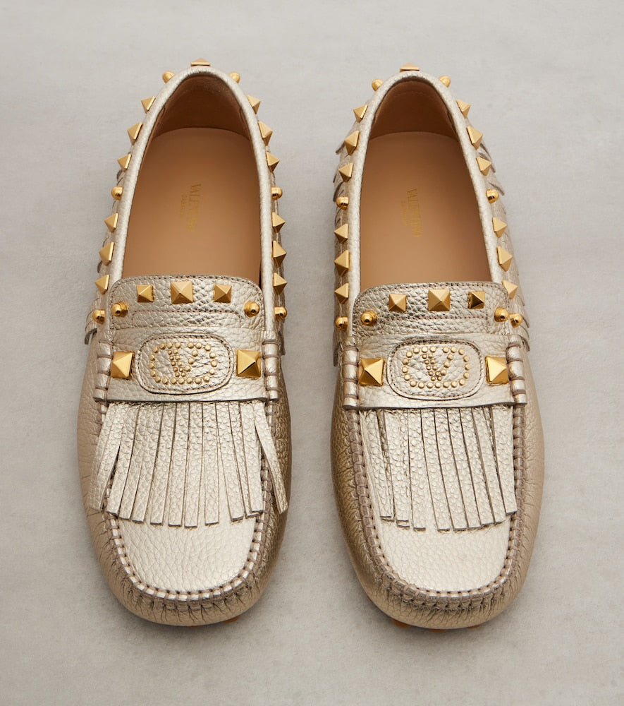 Valentino Garavani Plaster Caster metallic leather loafers